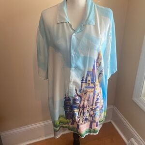 WALT DISNEY WORLD  50th Anniversary Button Down Castle Cloud Shirt Size XL